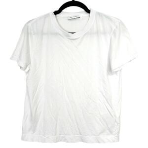 NINETY PERCENT White Organic Cotton Fitted Tee Crew Neck Minimalist T-Shirt Sz L